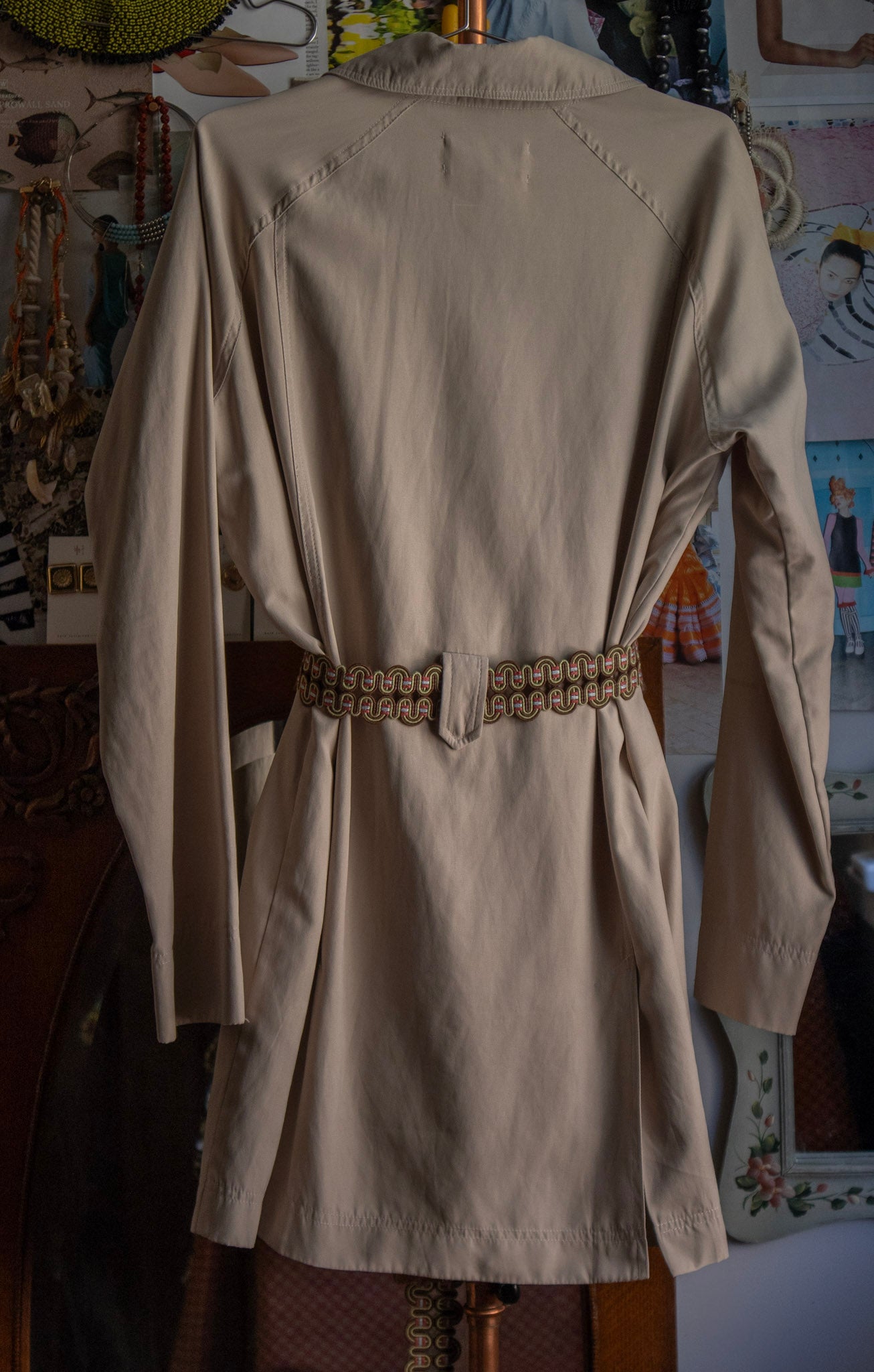 Tan Trench with Handmade Tie