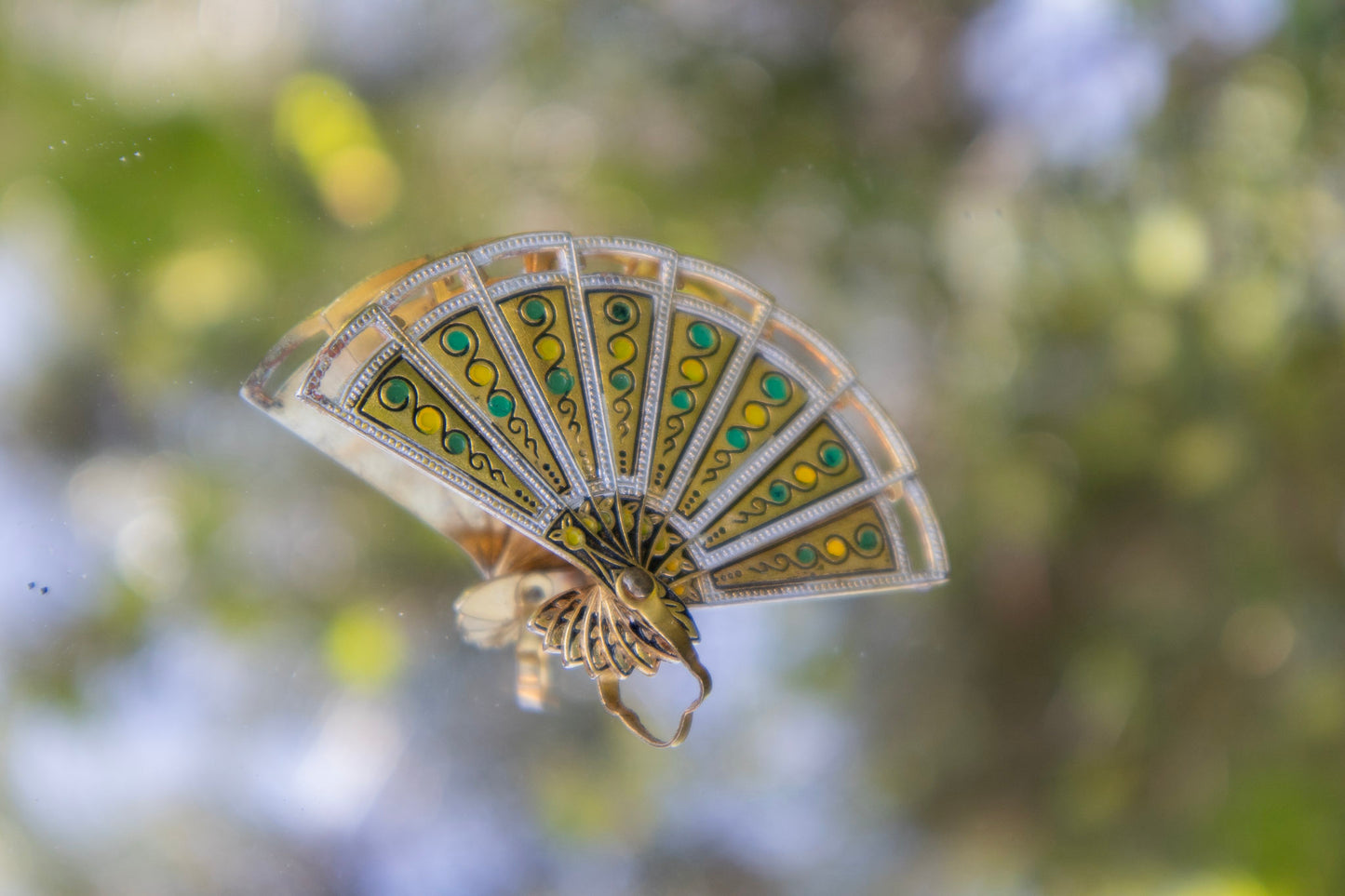 Damascene Fan Brooch