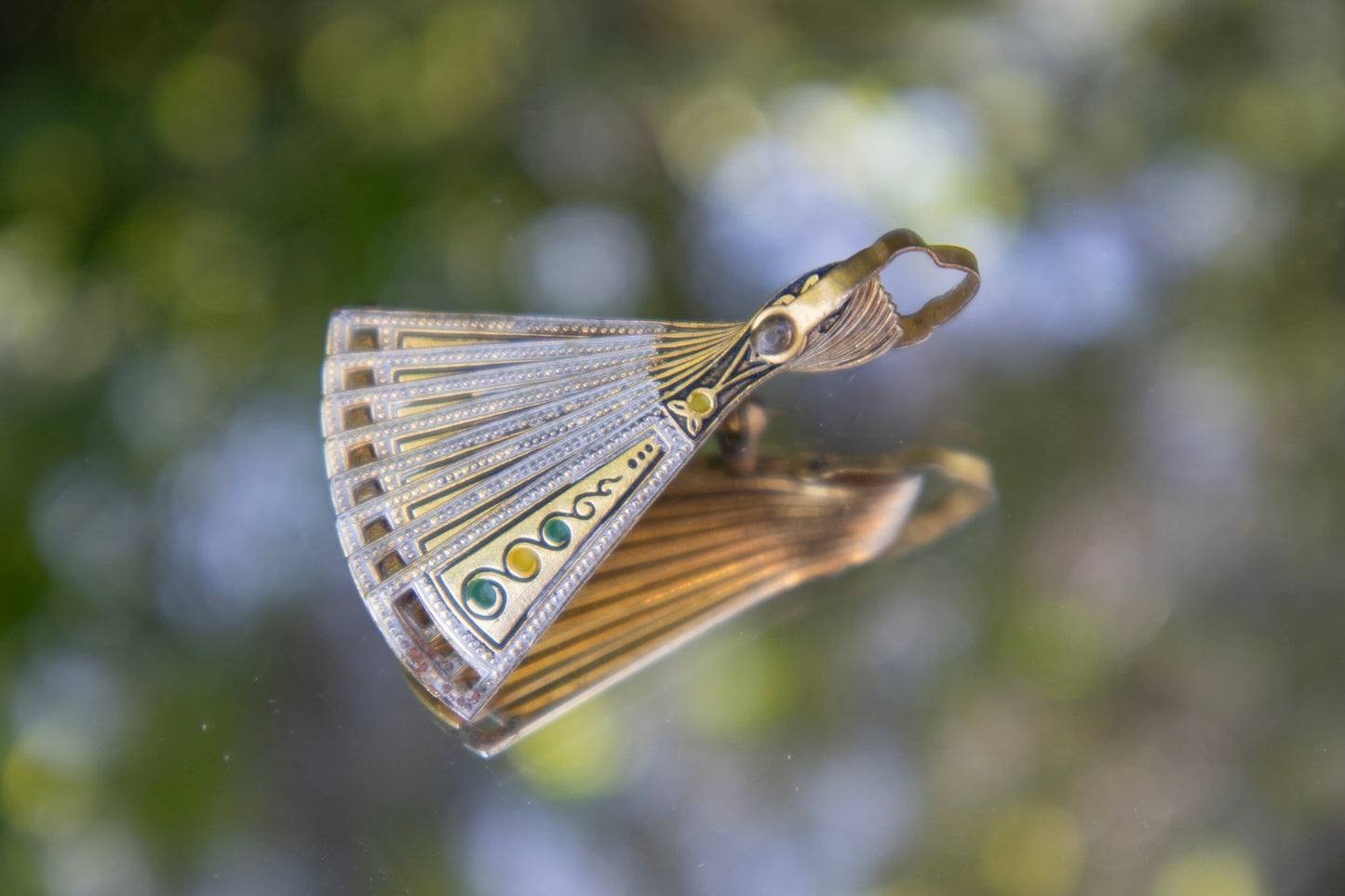 Damascene Fan Brooch
