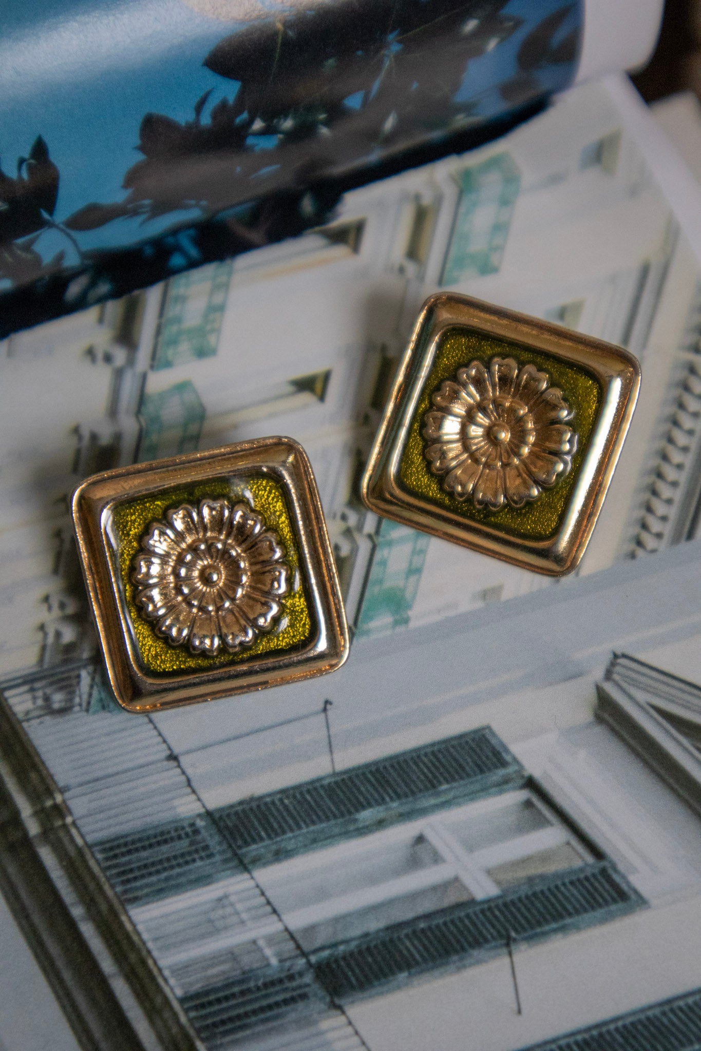Flower Tile Square Studs