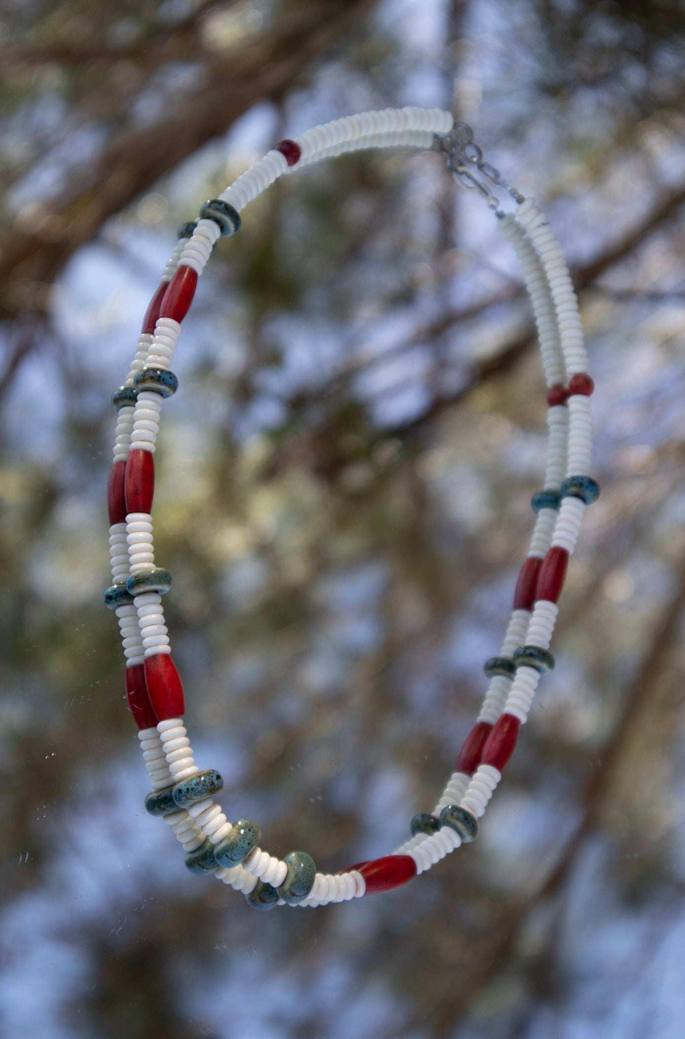 Green and Red Bead Necklace