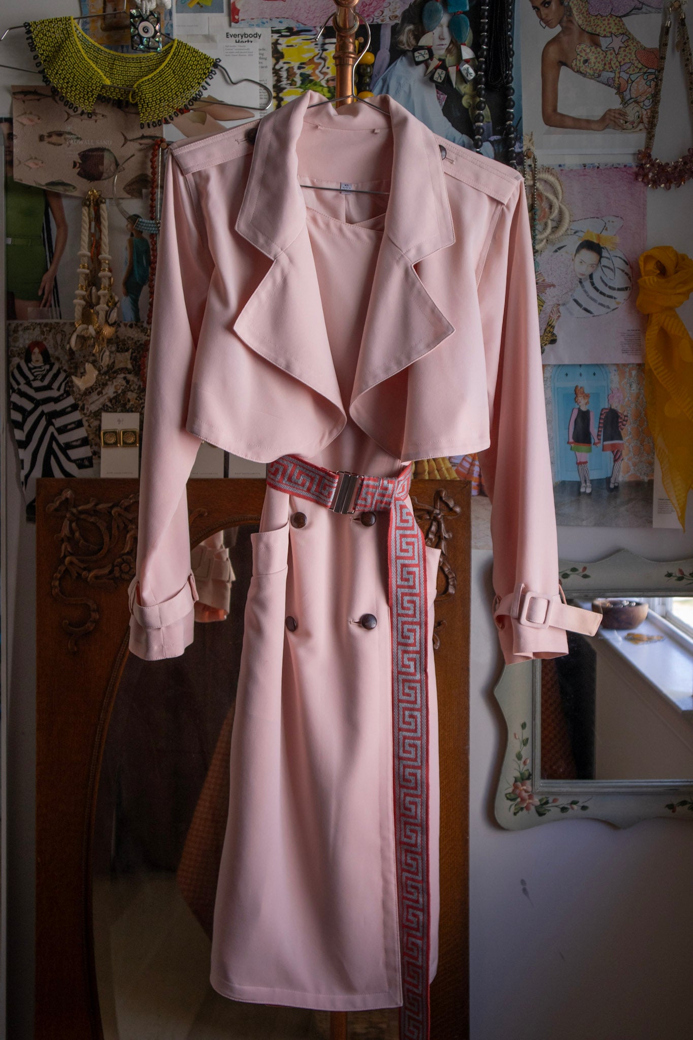 Koi Trench with Handmade Grecian Print Belt