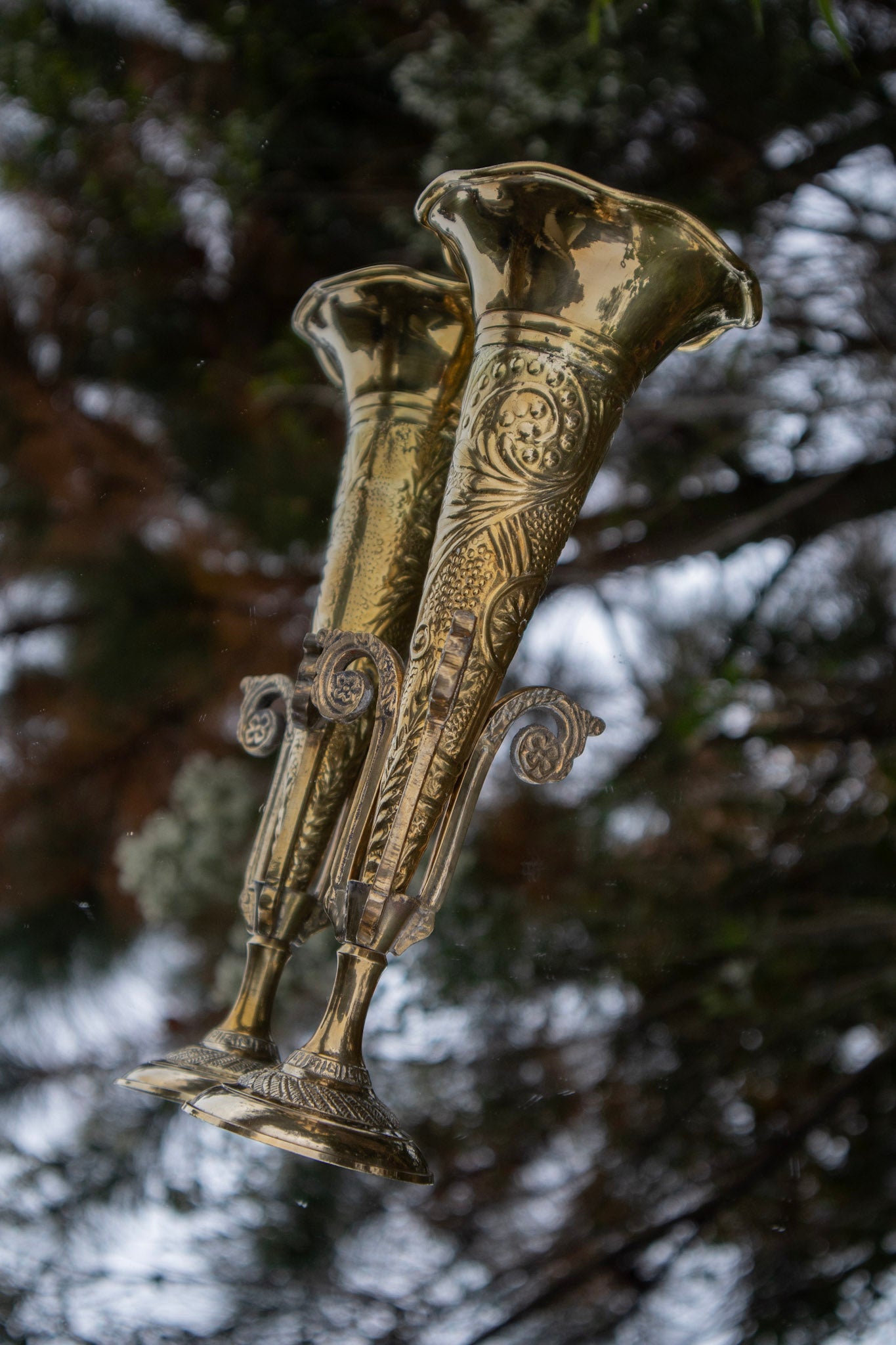 Brass Vase with Stand