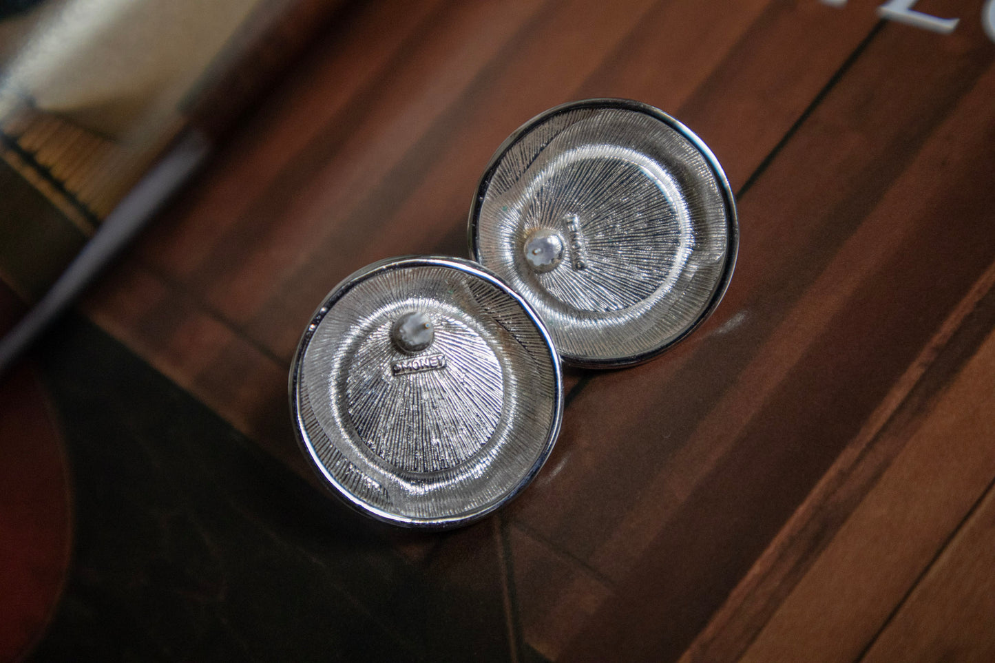 Silvertone Cream Earrings