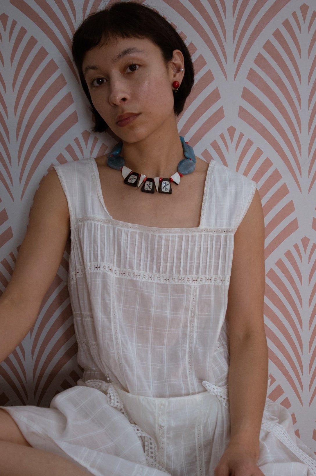 Red Wooden Pearl Clip-Ons