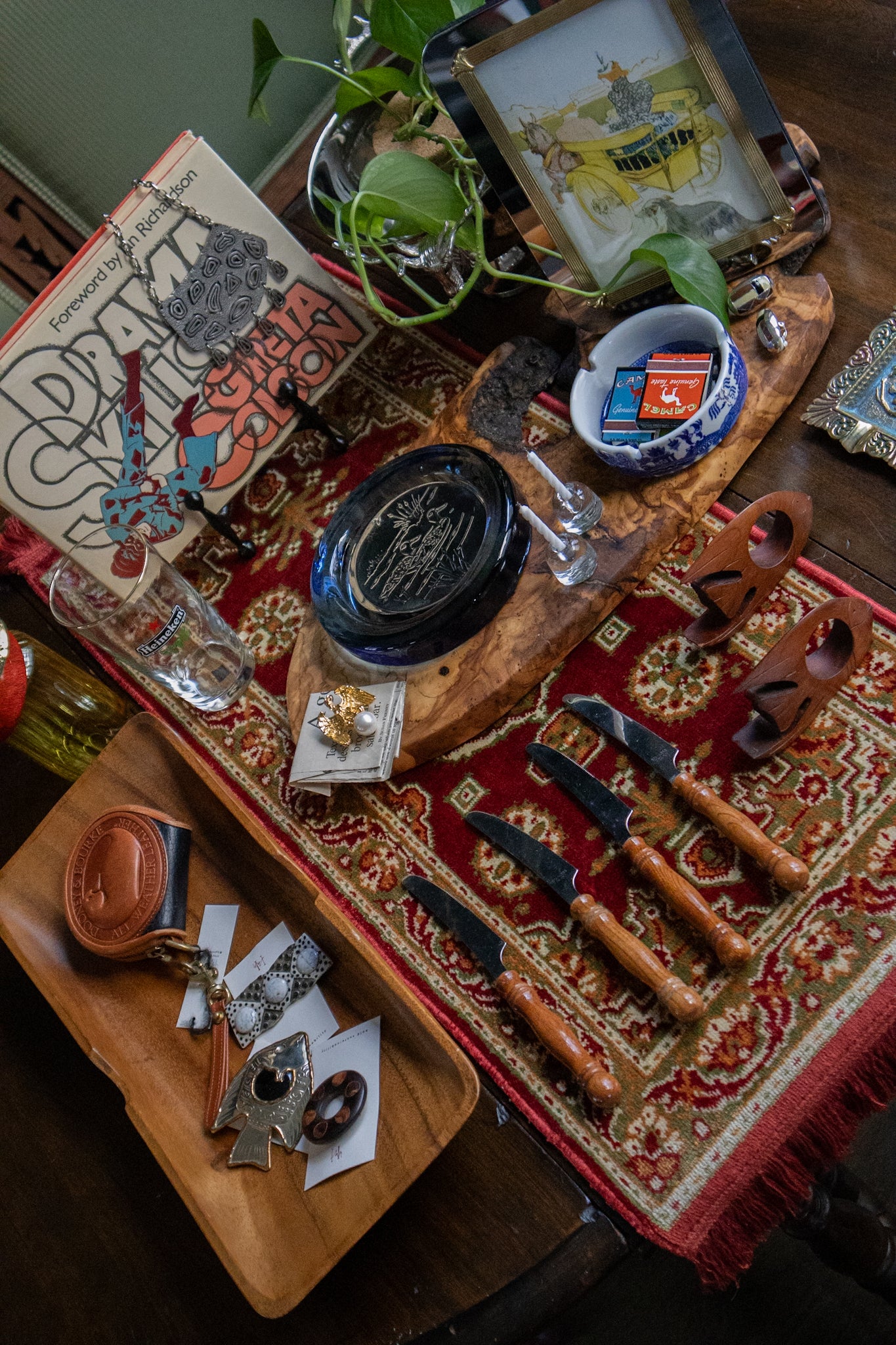 Red Tabletop Decorative Rug