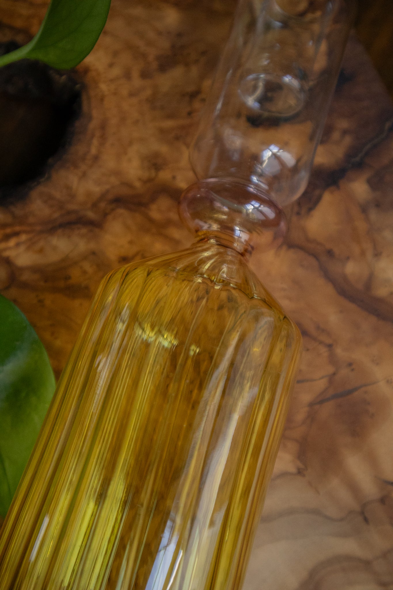 Yellow & Pink Glass CandleHolder