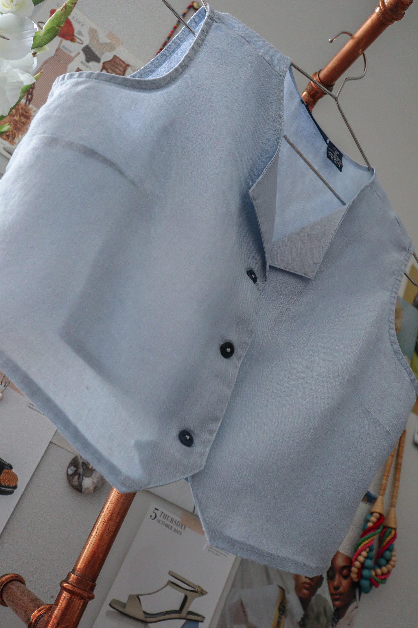 Sky Blue Crop Vest