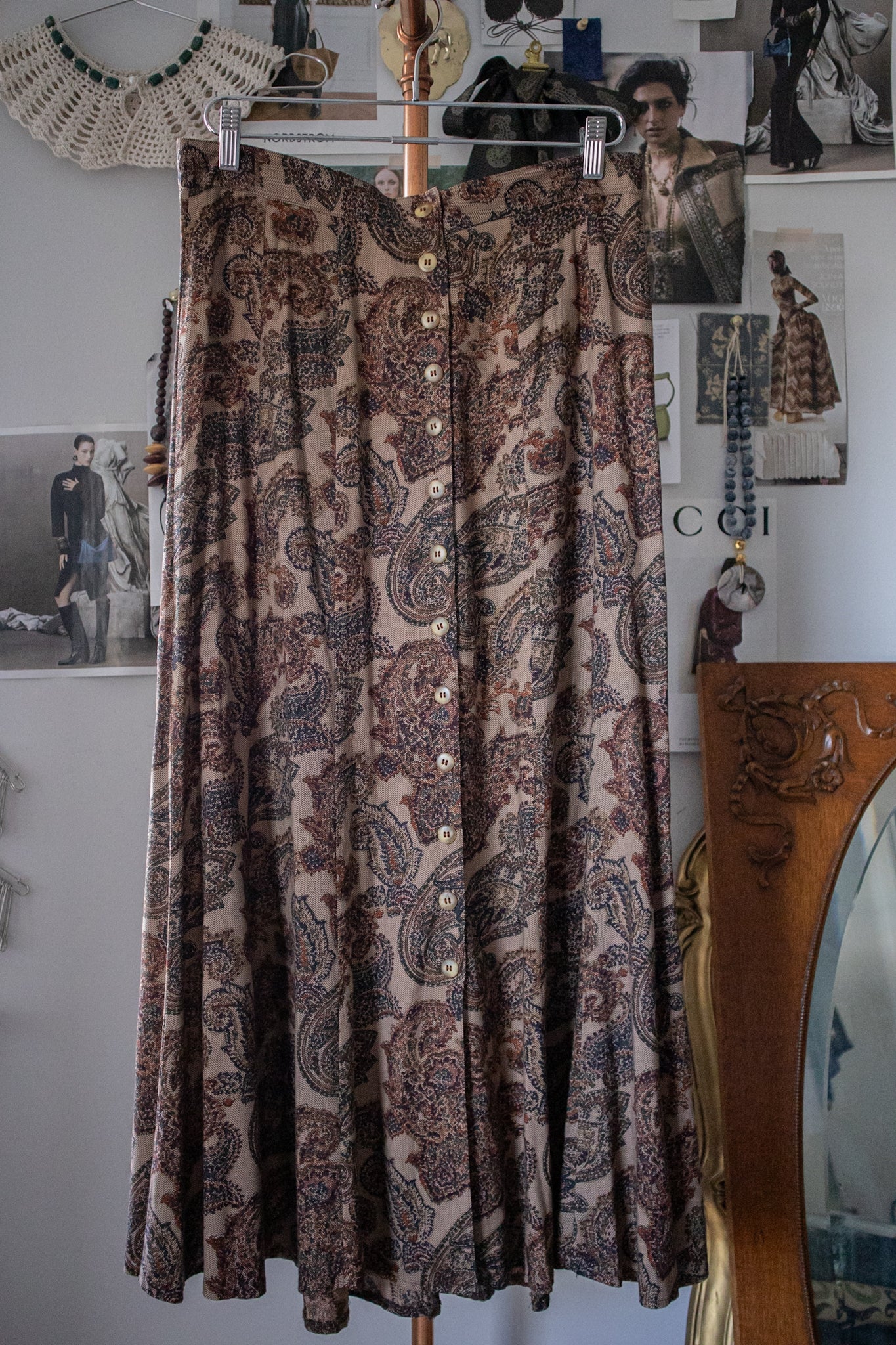 Paisley Button Down Maxi Skirt