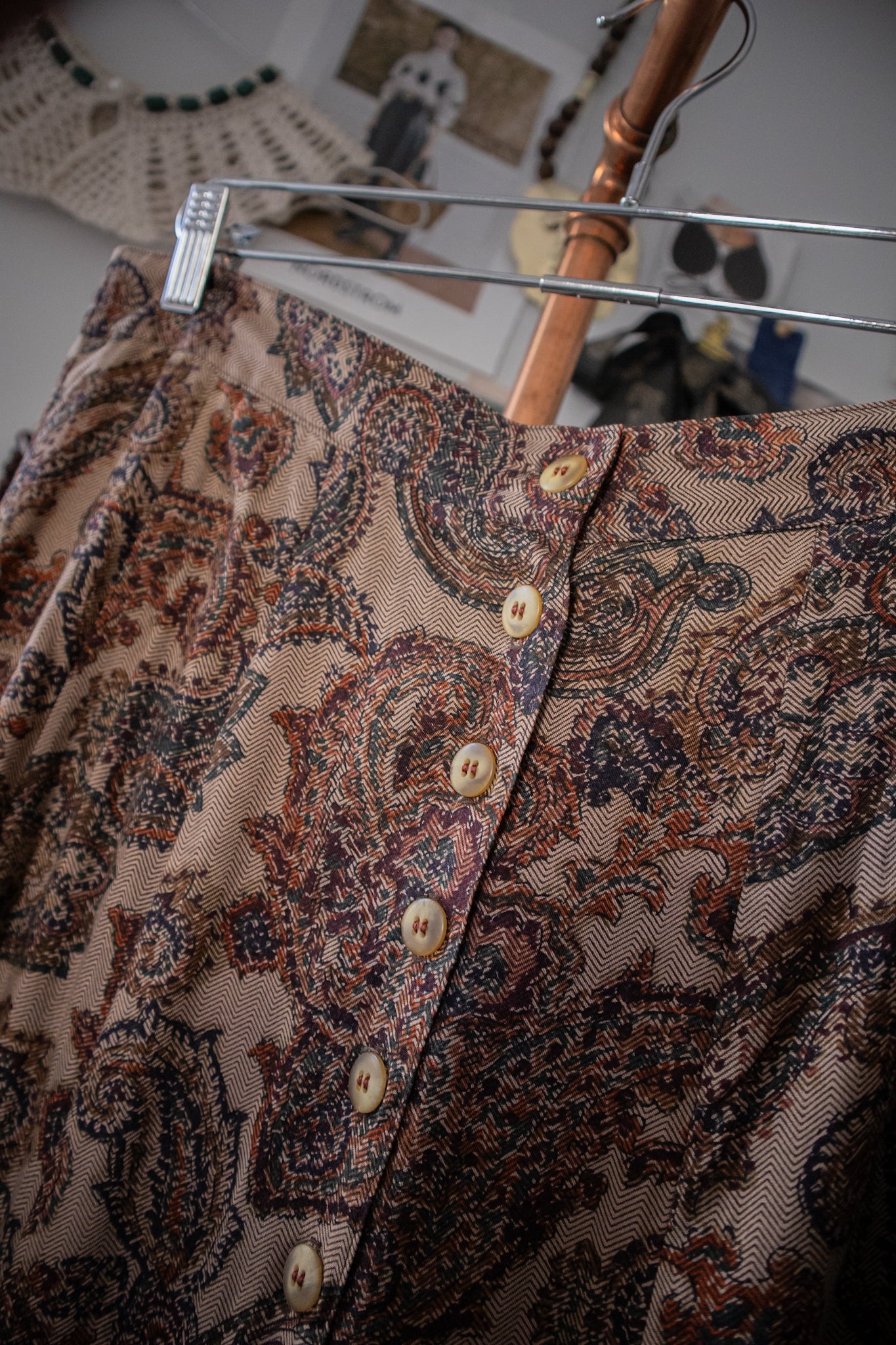Paisley Button Down Maxi Skirt