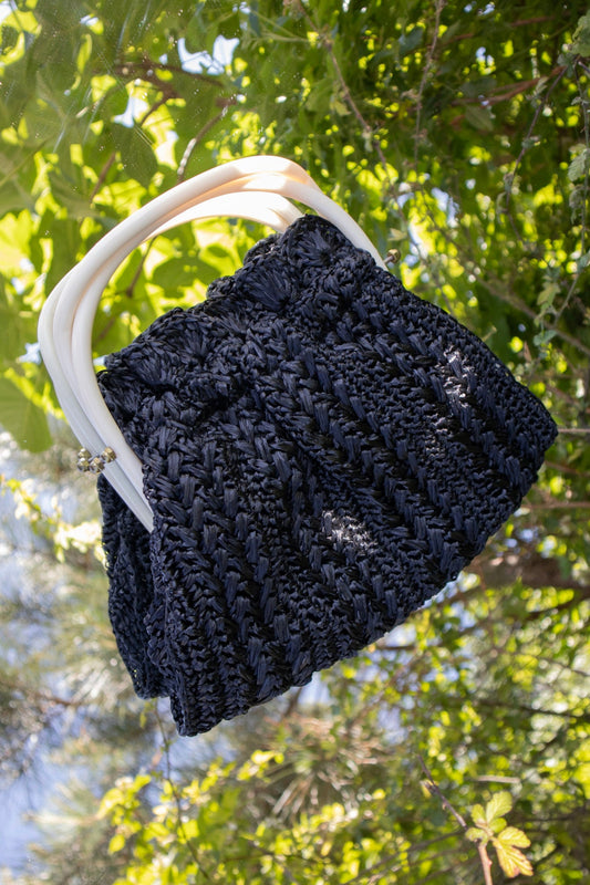 Black Straw Bag