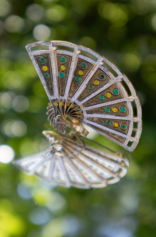 Damascene Fan Brooch