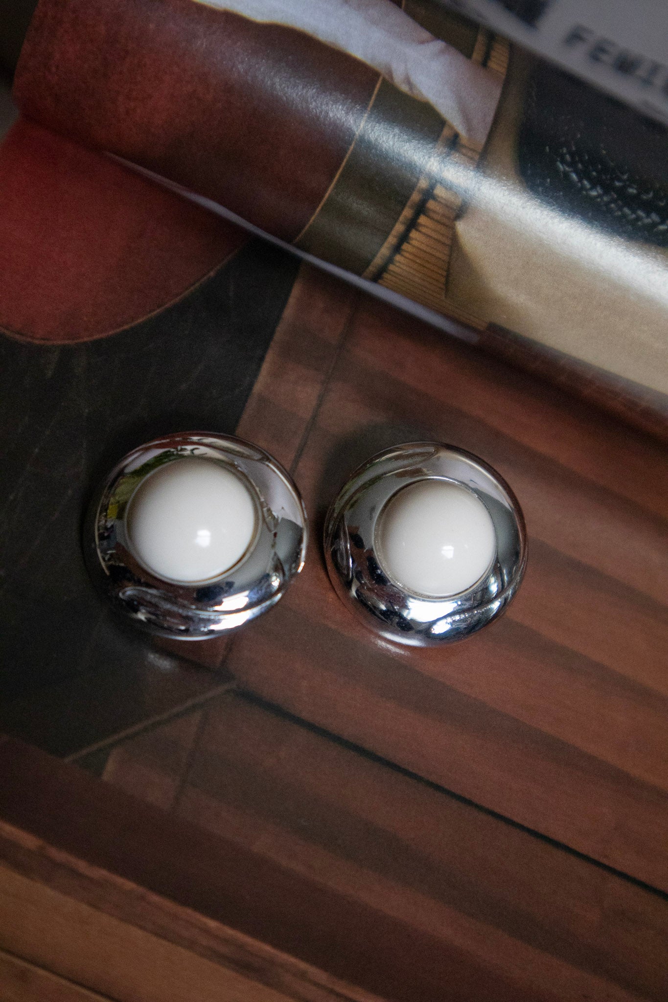 Silvertone Cream Earrings