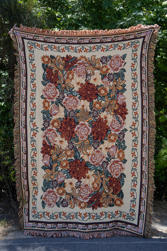 Floral Pattern Woven Blanket