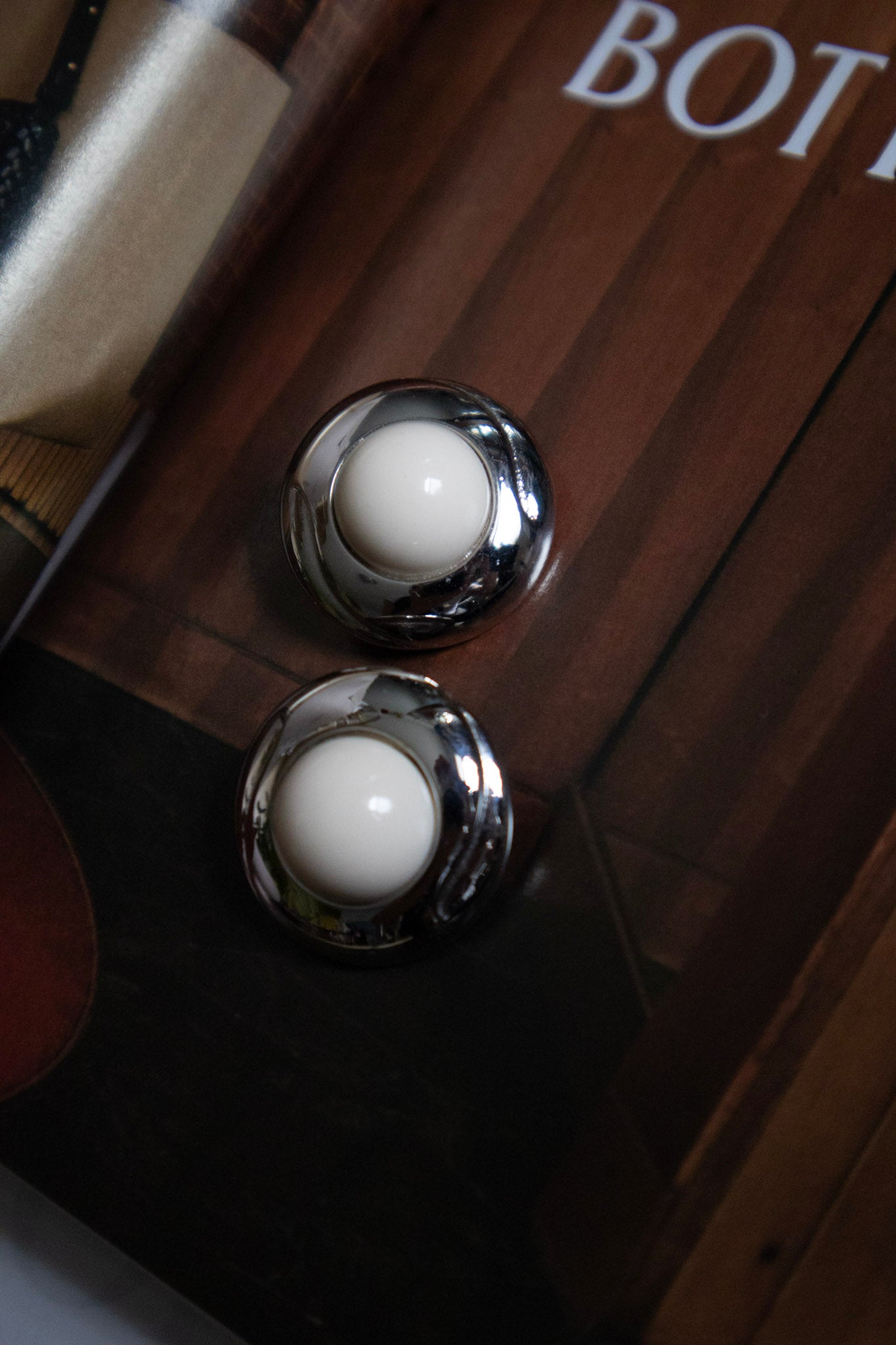 Silvertone Cream Earrings