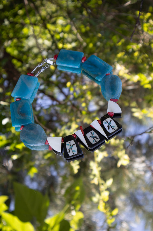 Blue Agate Bird Necklace