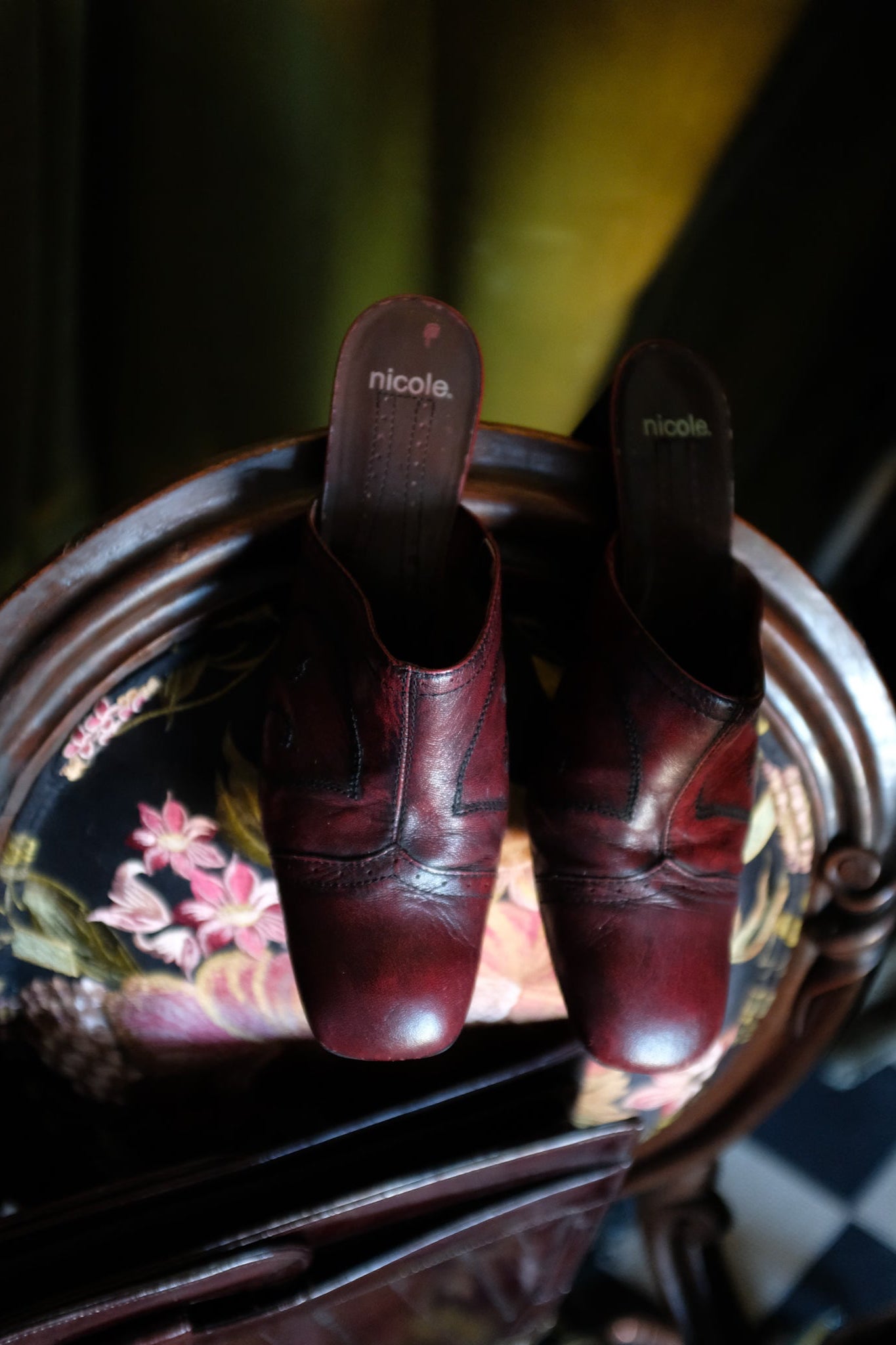 Burgundy Leather Mules