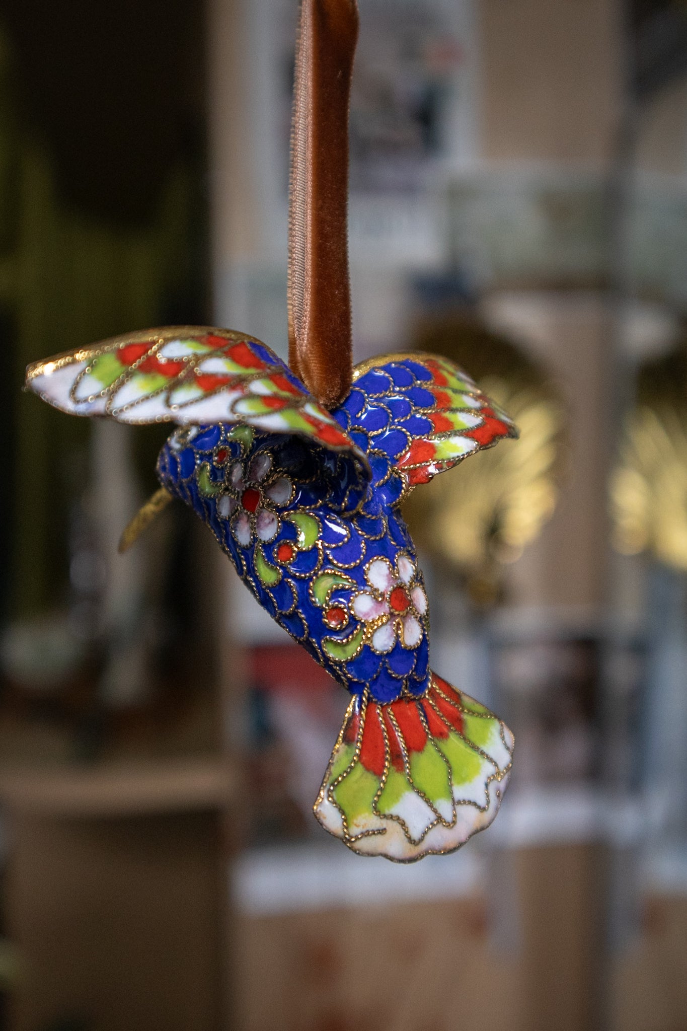 Enameled Cloisonne Hummingbird Ornament