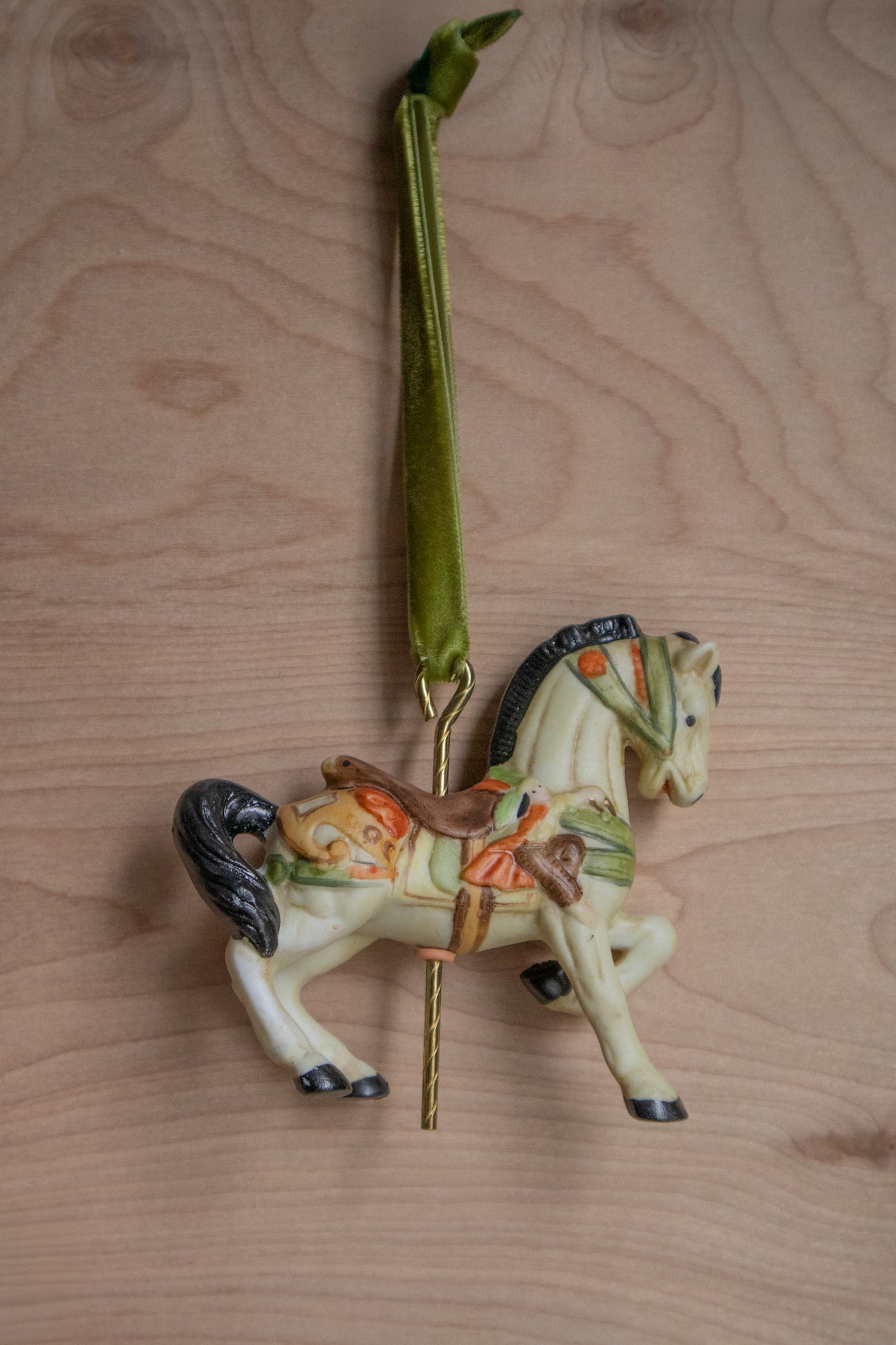 White Carousel Horse Ornament