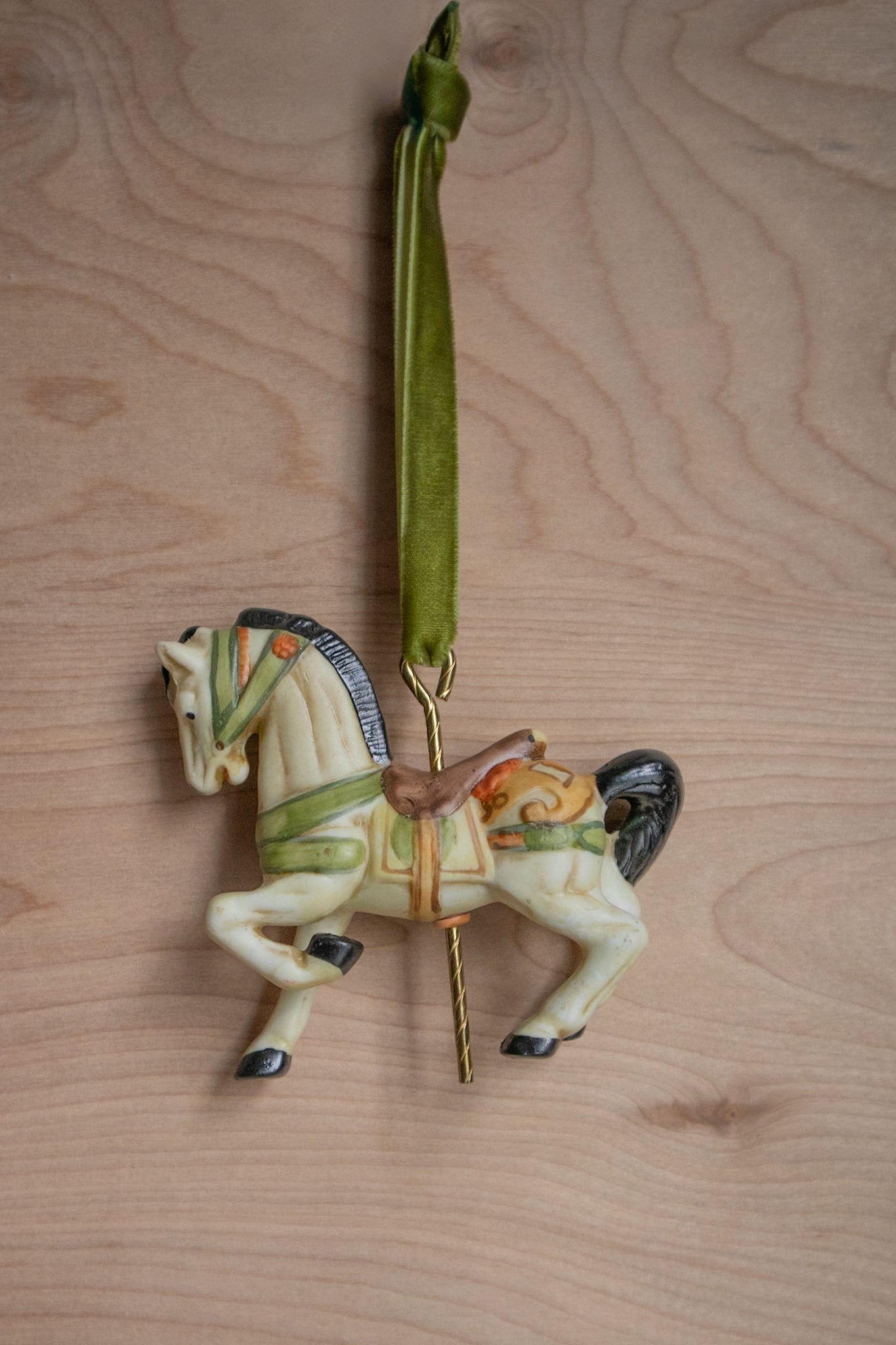 White Carousel Horse Ornament