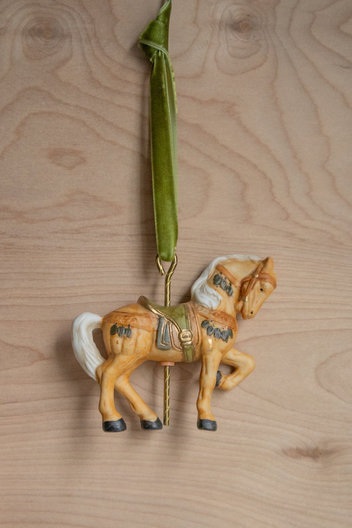 Beige Carousel Horse Ornament
