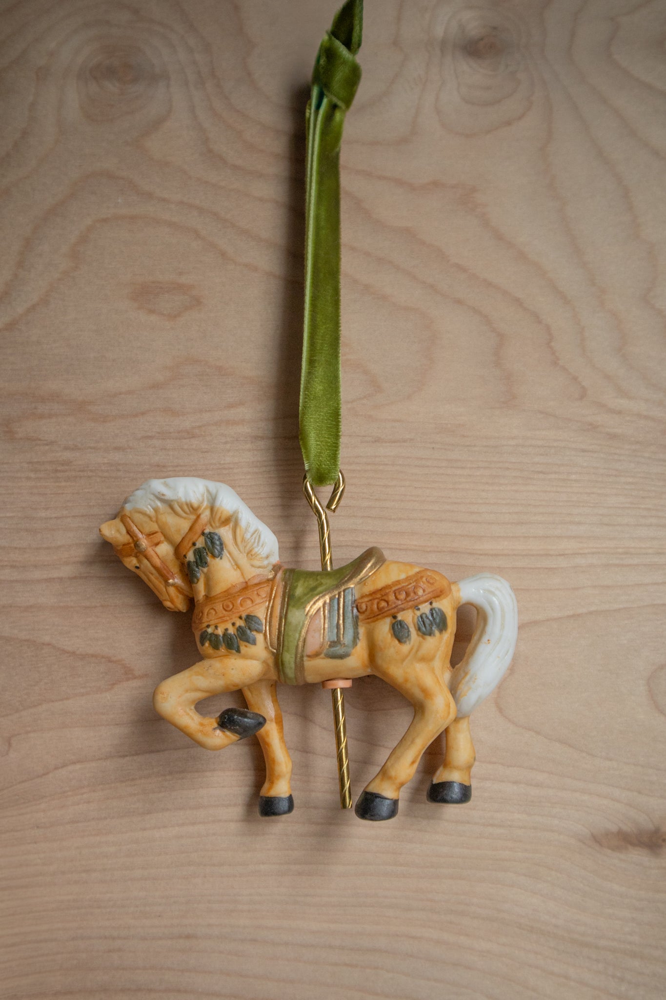 Beige Carousel Horse Ornament