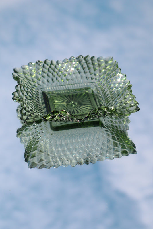 Green Glass Square Dish