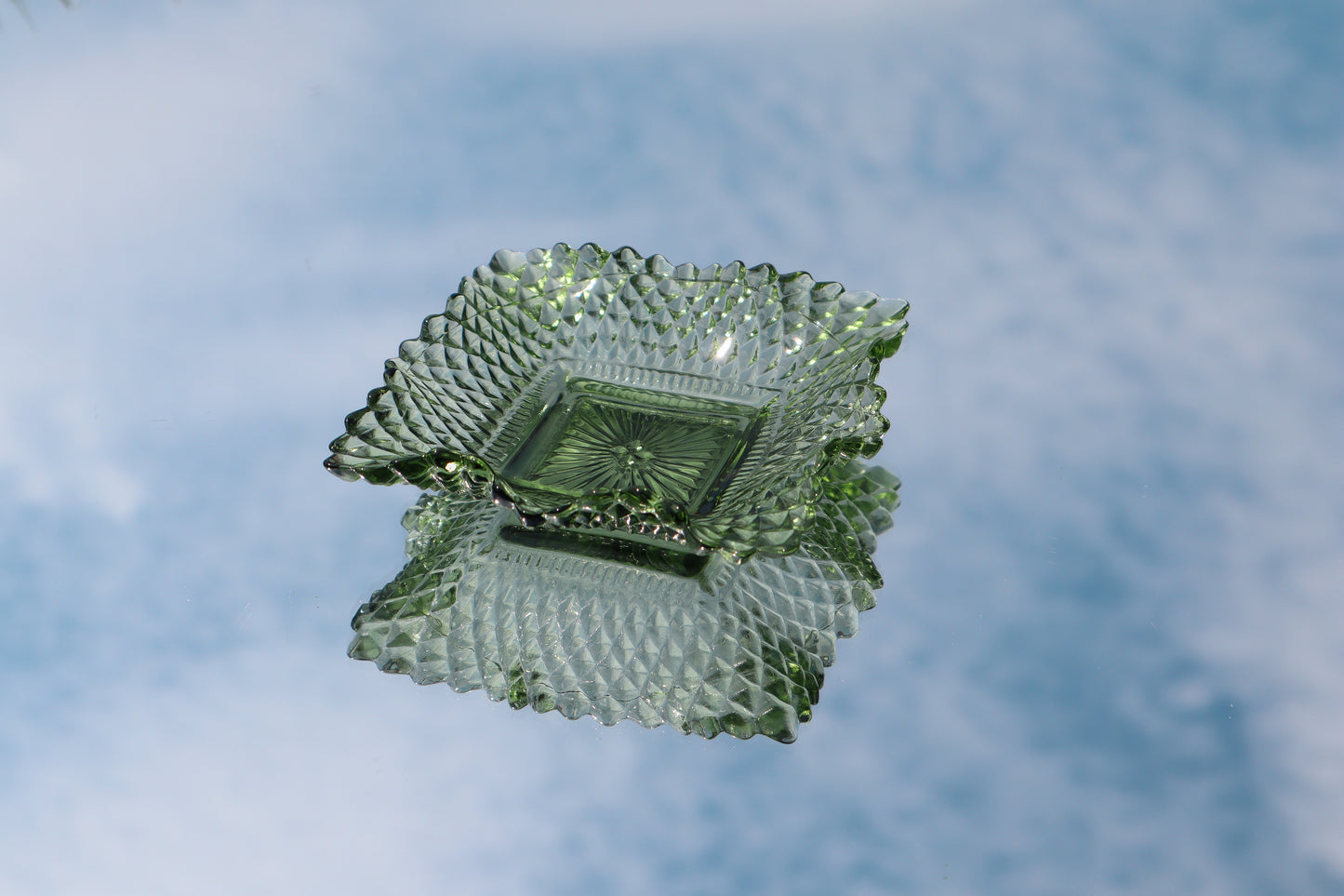 Green Glass Square Dish