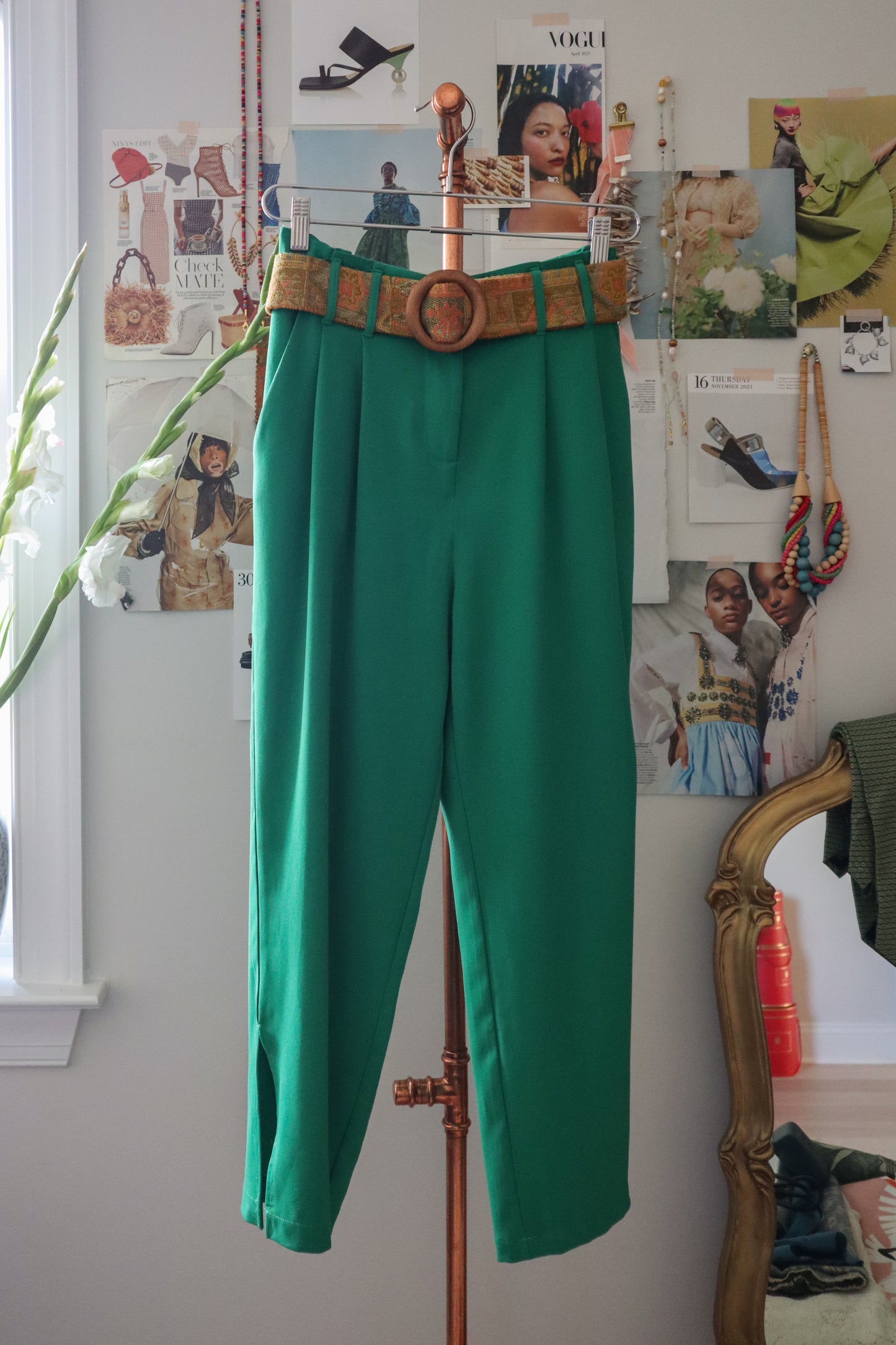 High Waisted Green Trousers