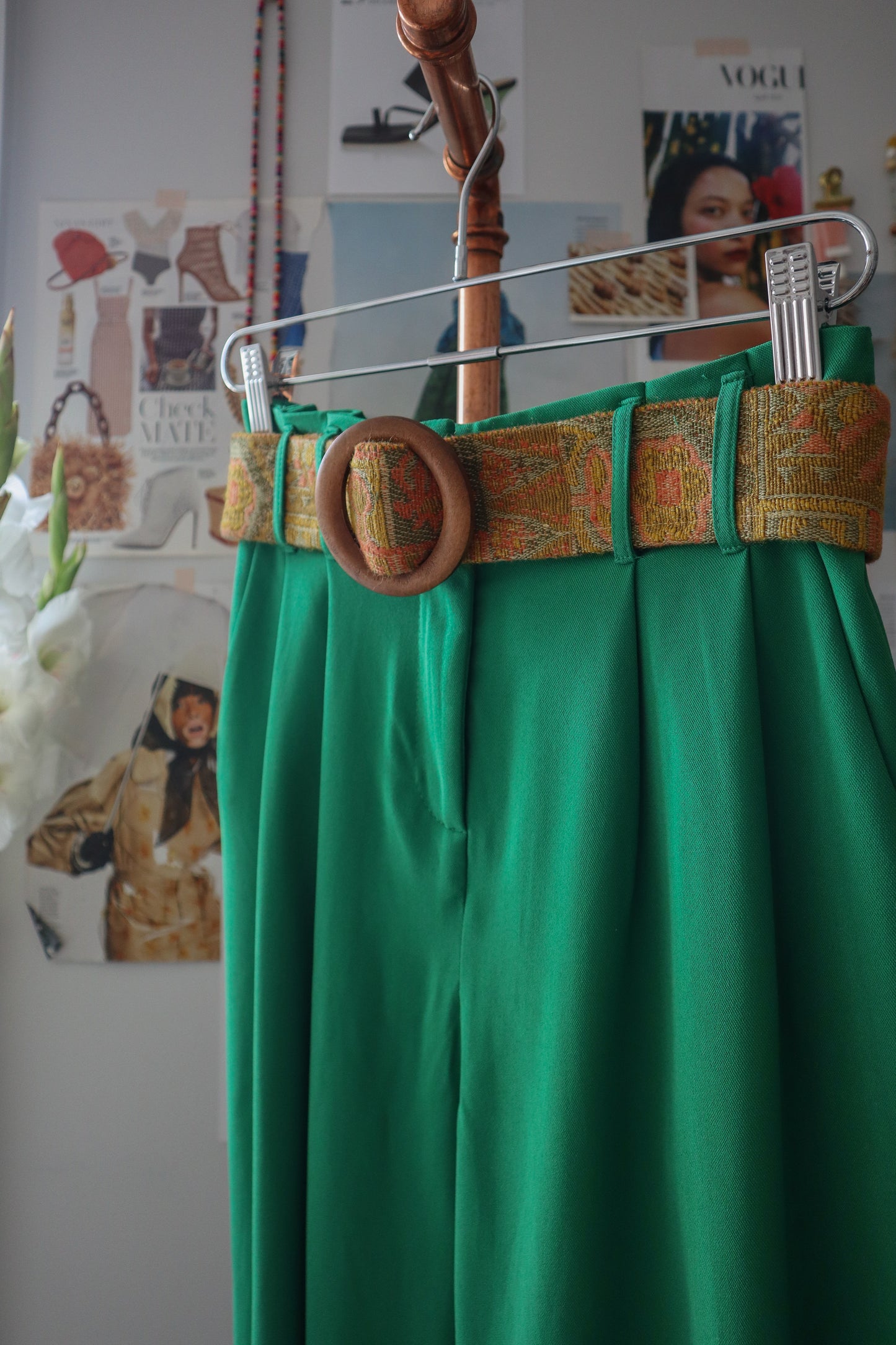 High Waisted Green Trousers