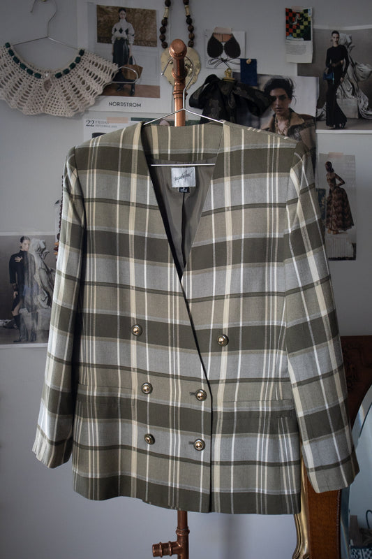 Plaid Double Breasted Blazer
