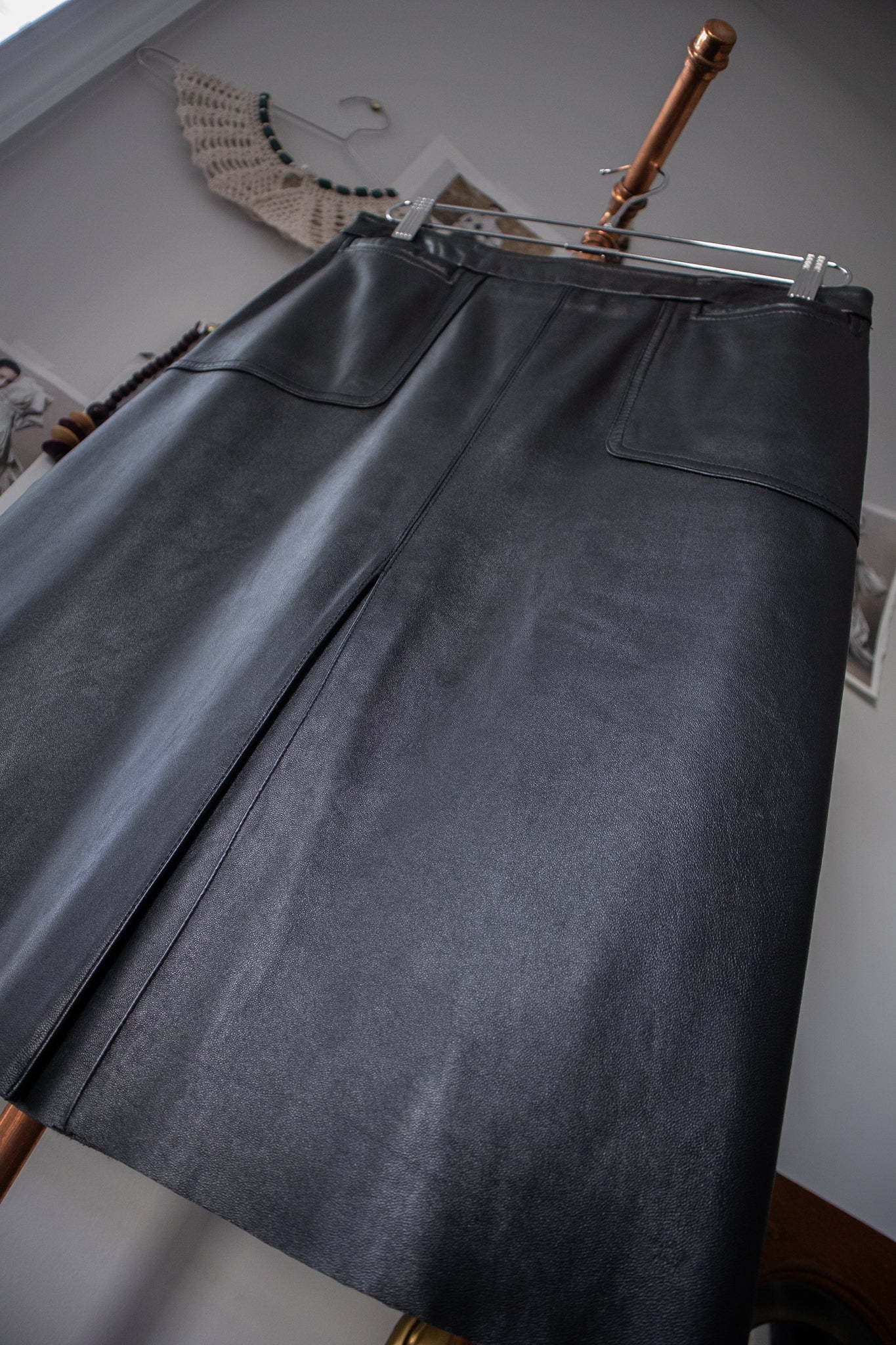 Leather Knee Length Skirt