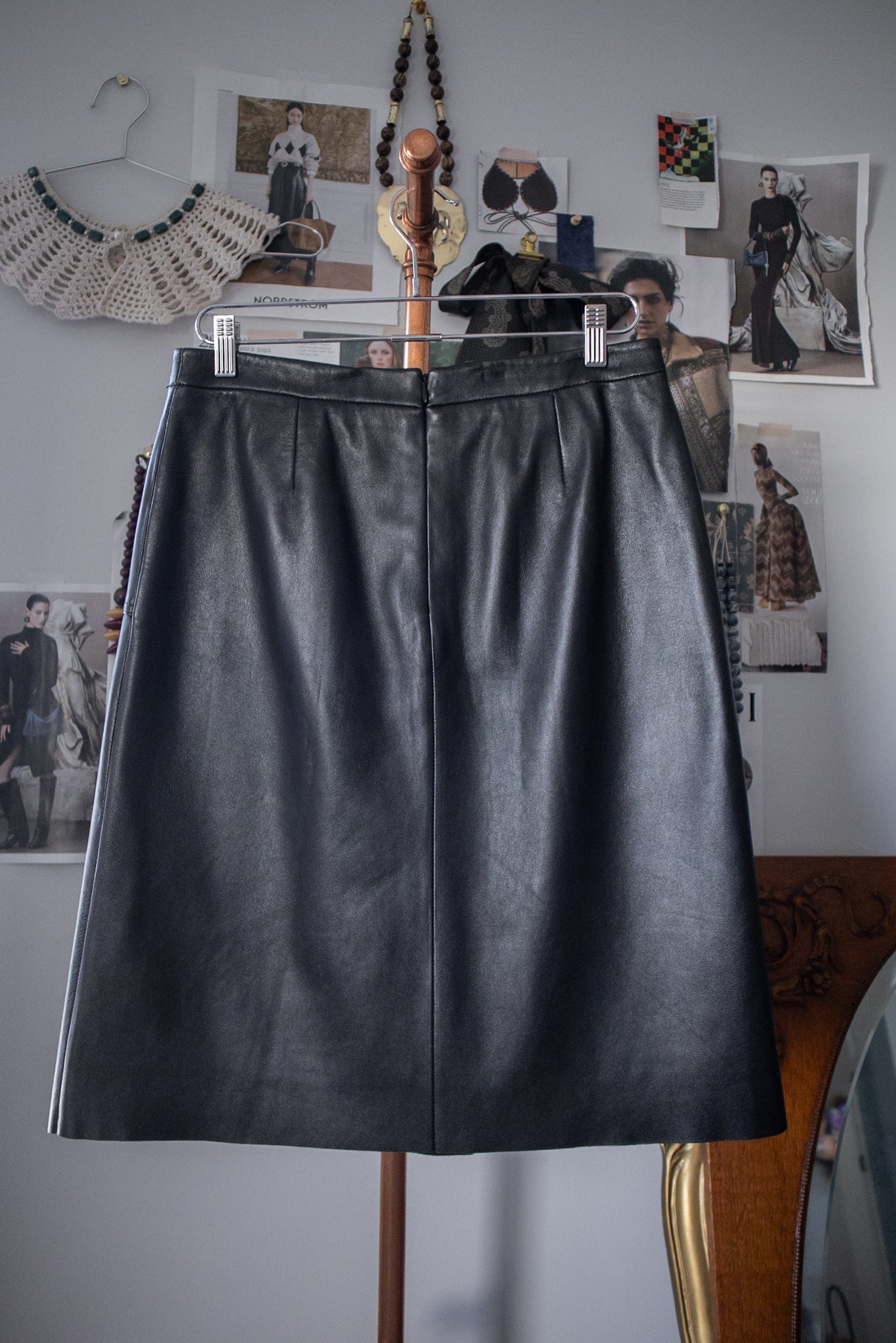 Leather Knee Length Skirt