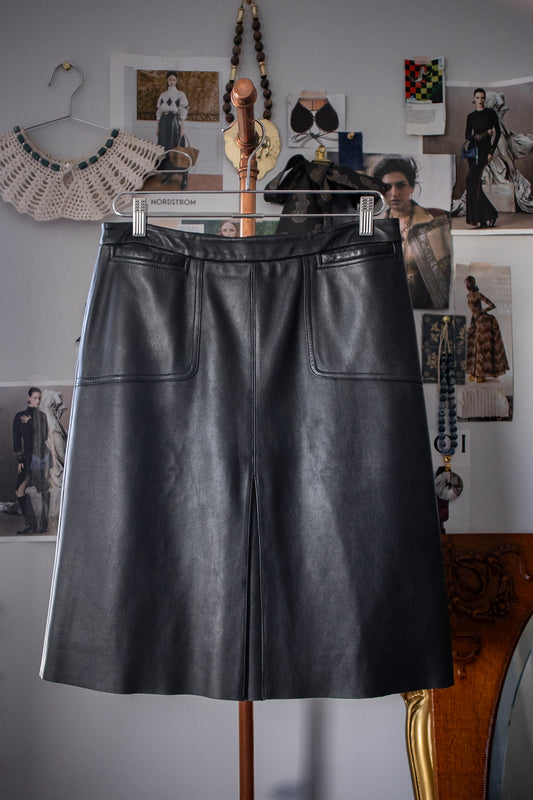 Leather Knee Length Skirt