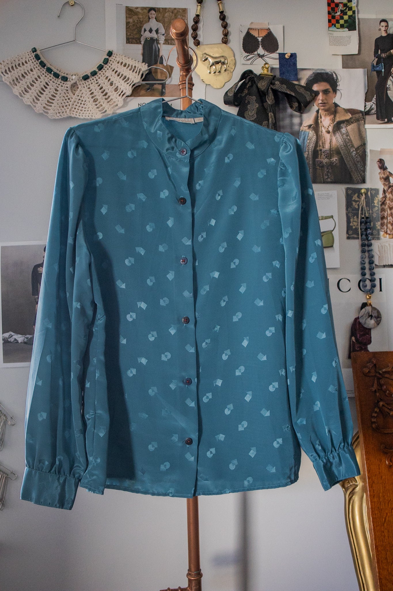 Blue Silk Button Down