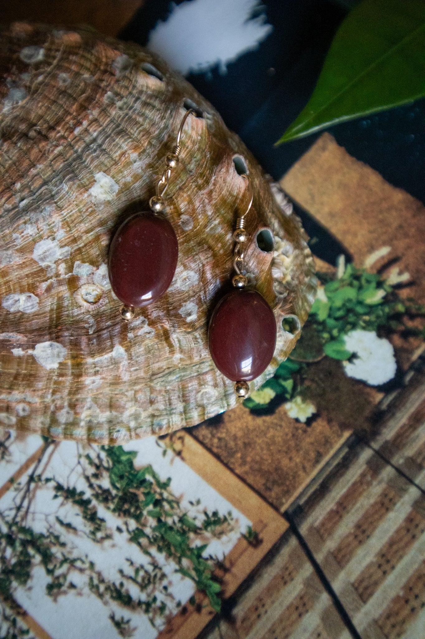 Burgundy Stone Drop Earrings
