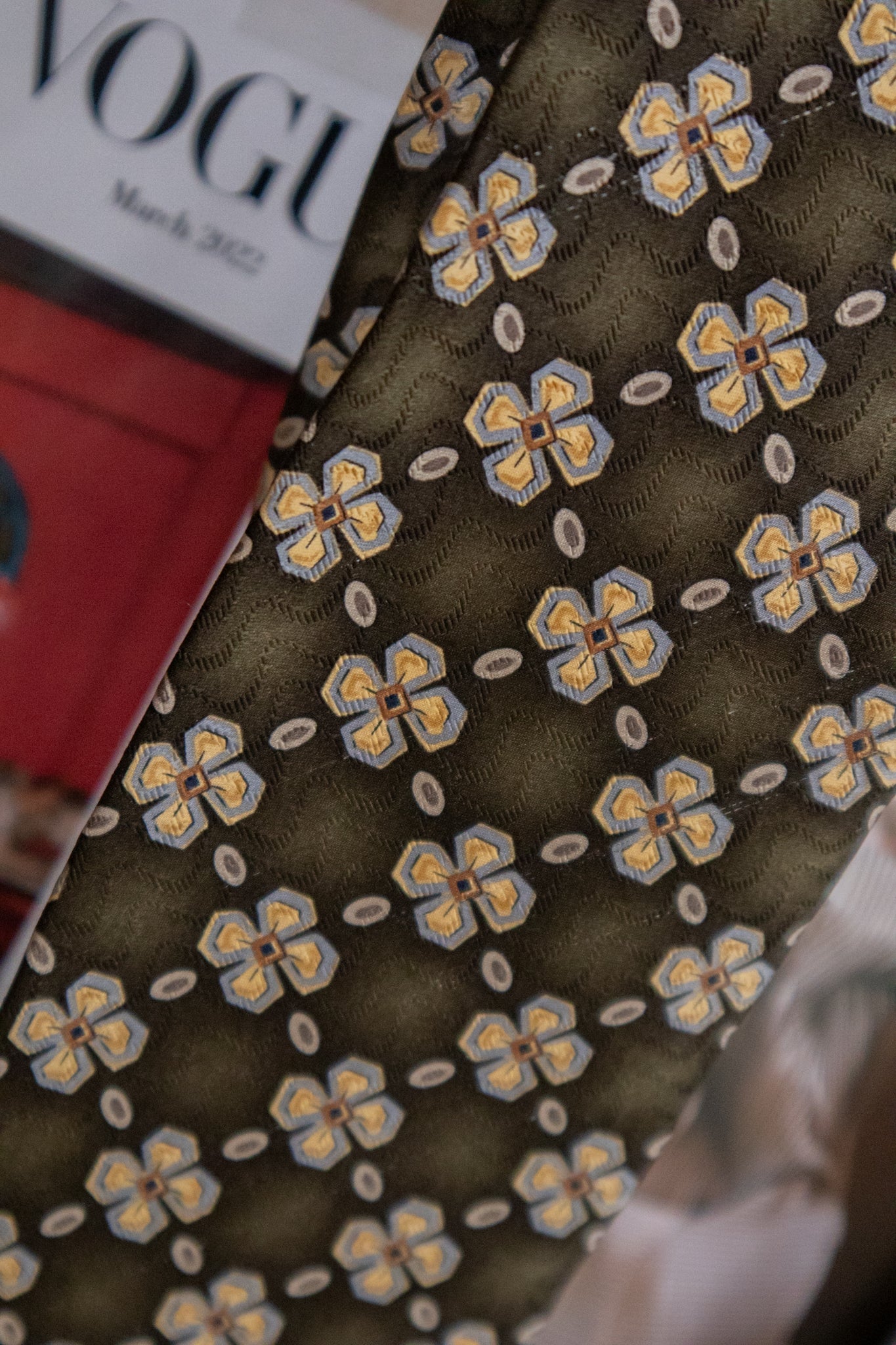 Yellow And Green Floral Tie