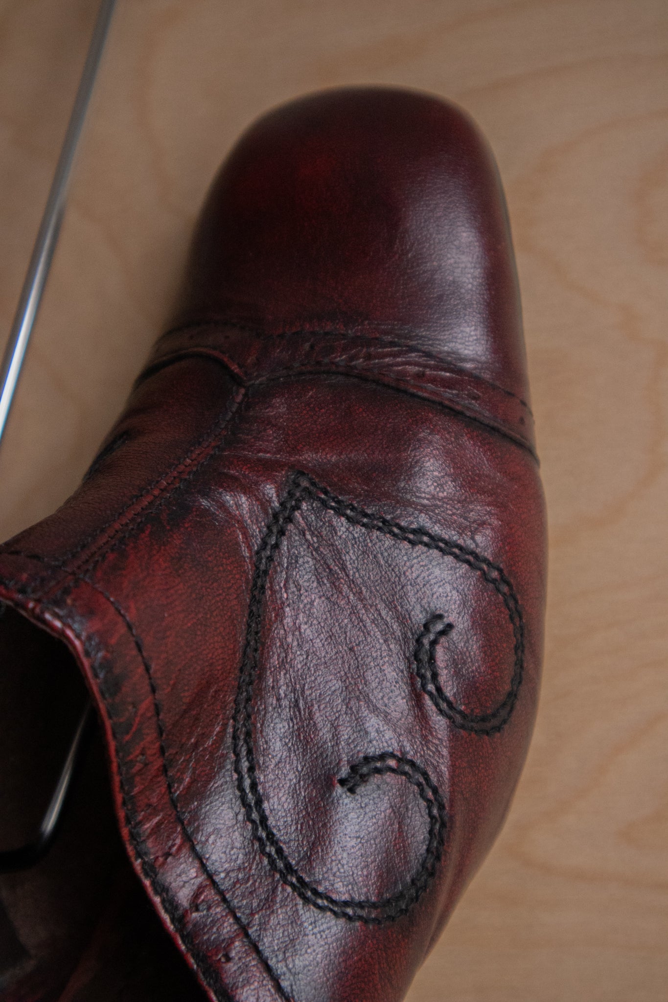Burgundy Leather Mules