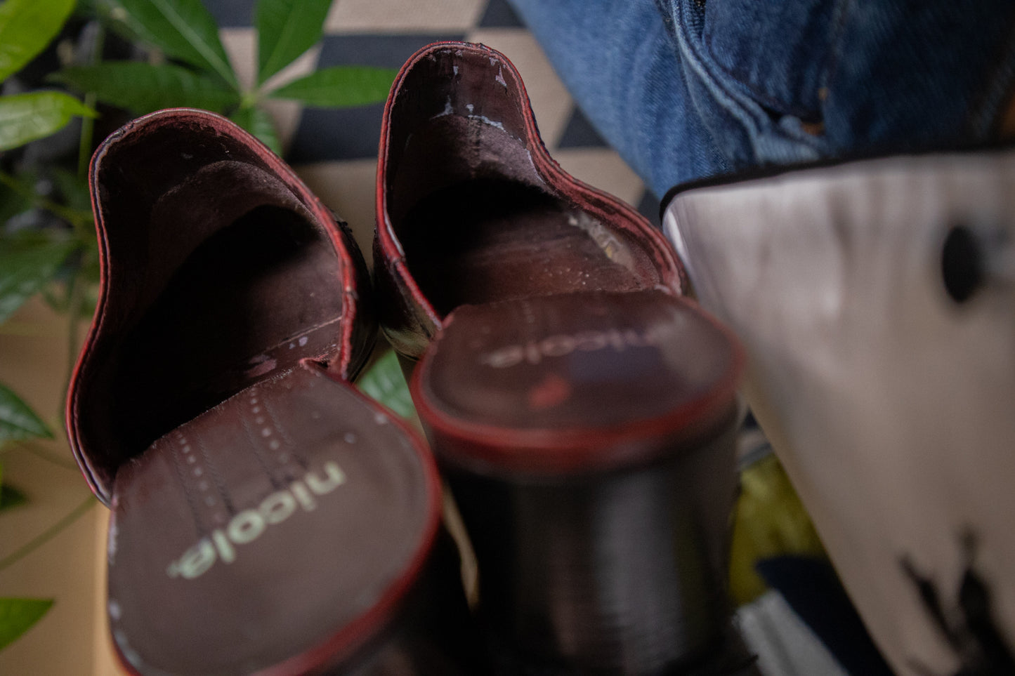 Burgundy Leather Mules
