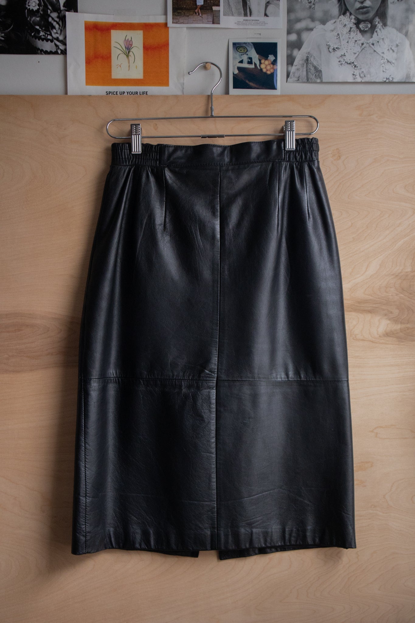 Black Leather Midi Skirt