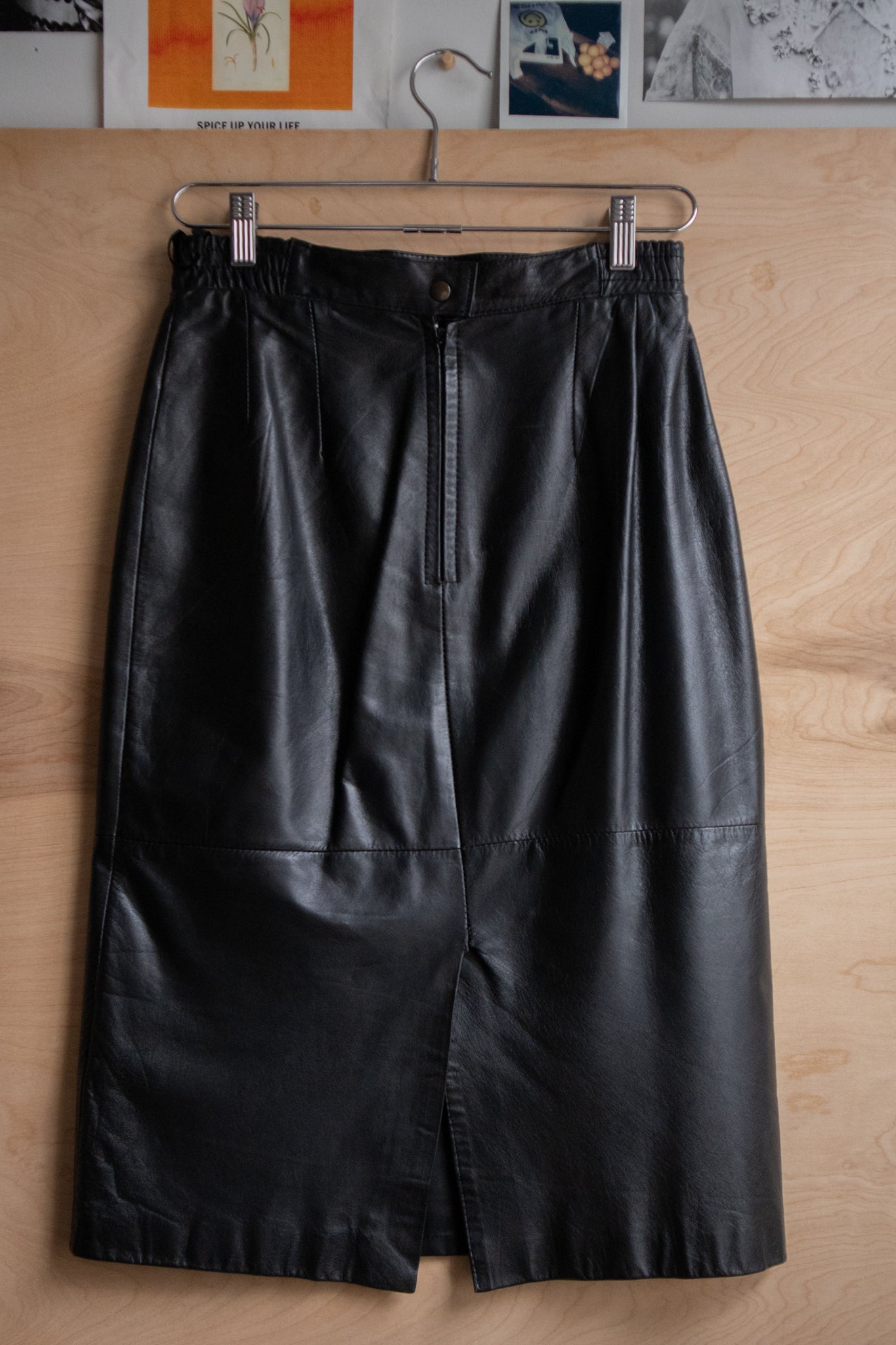 Black Leather Midi Skirt