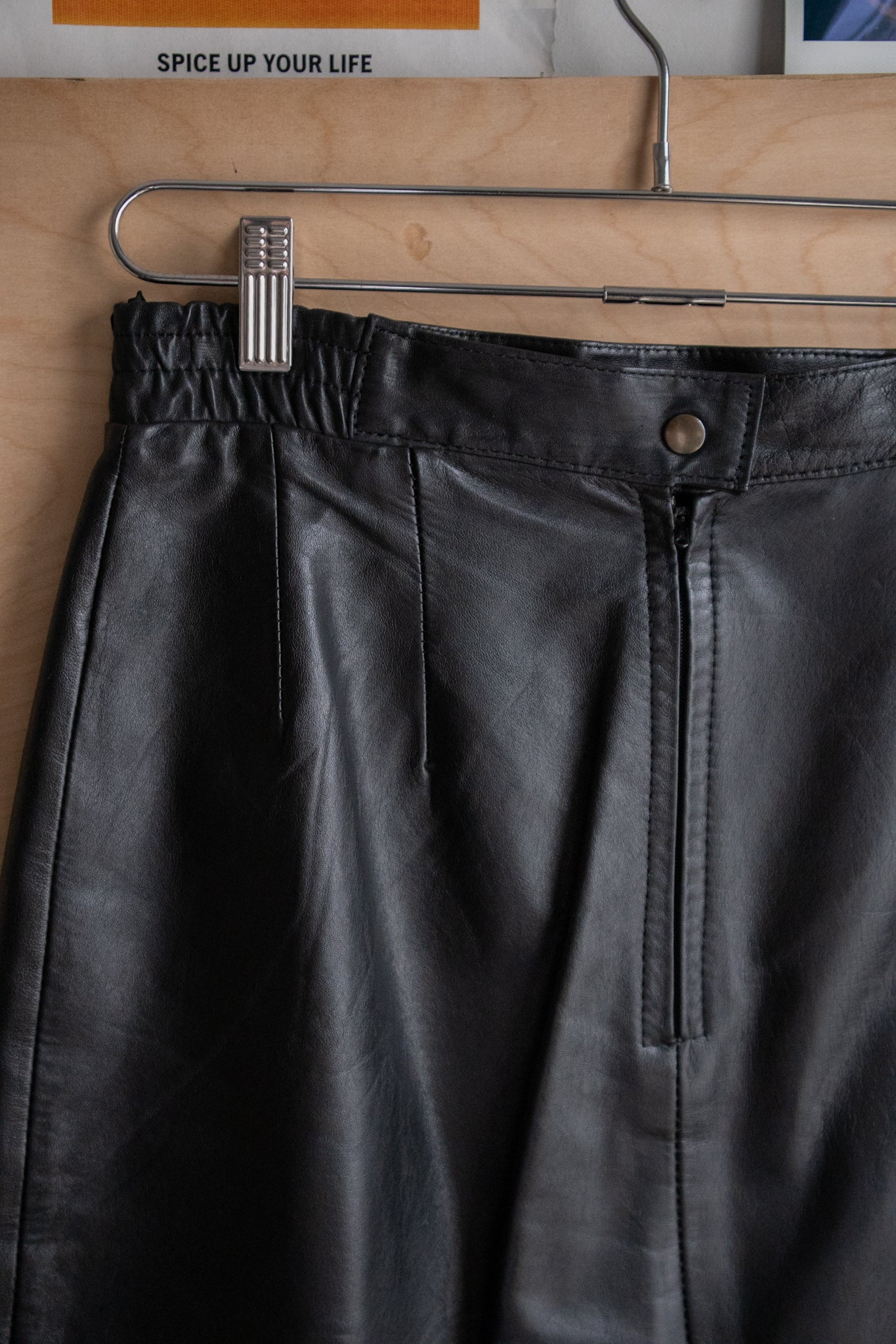 Black Leather Midi Skirt